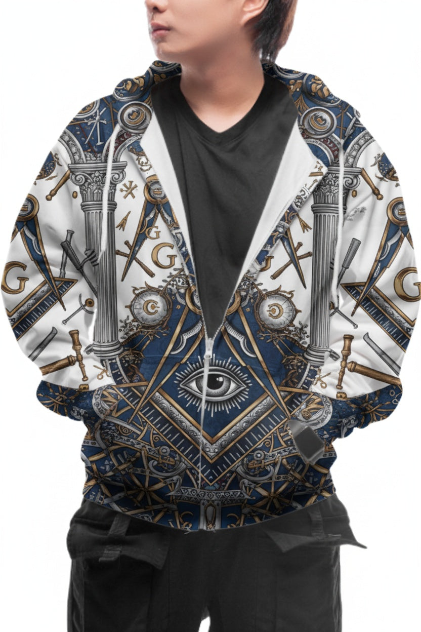 MasonView | All-over Print Zip Hoodie (Lightweight)