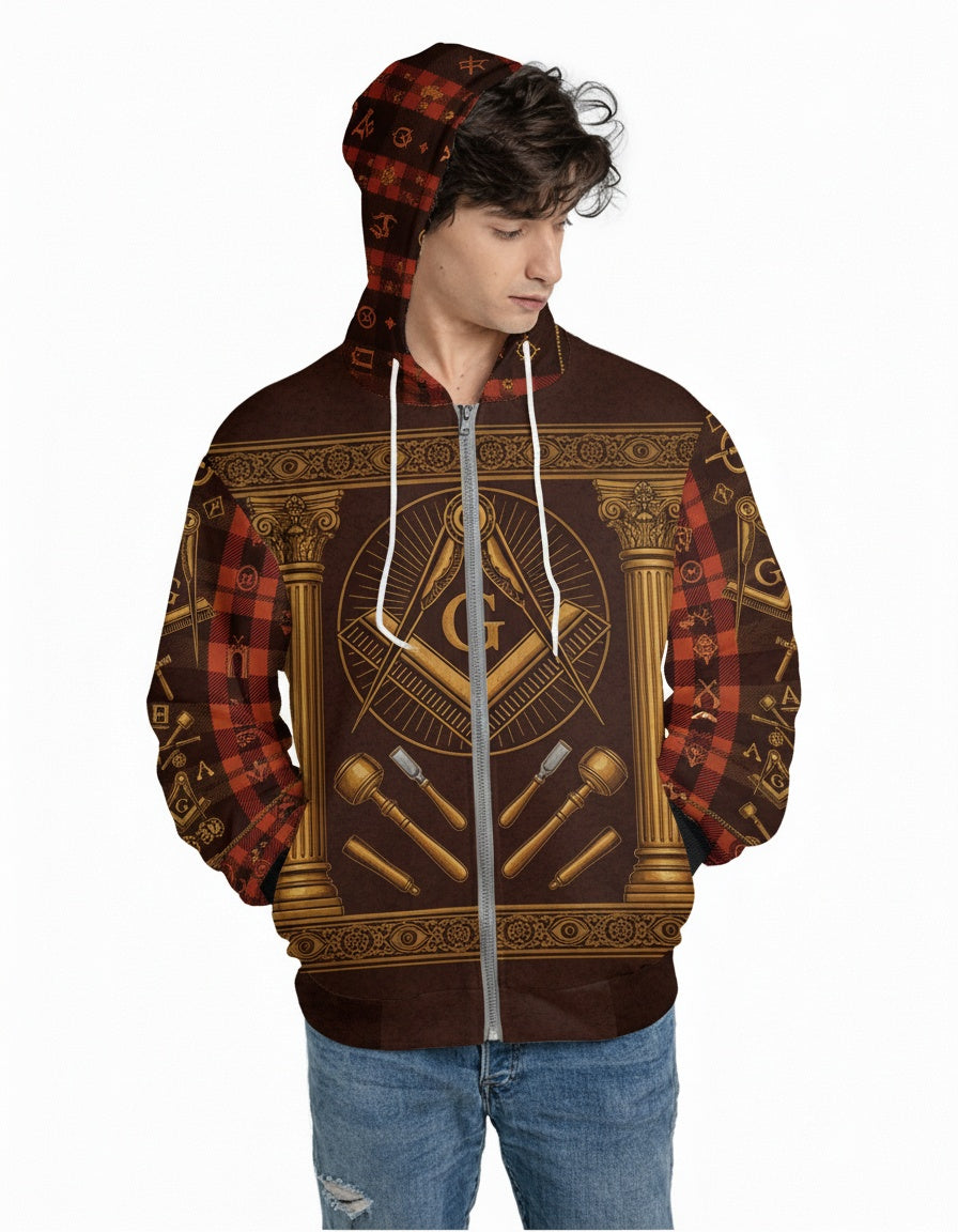 MasonView | All-over Print Fleece Zip Hoodie