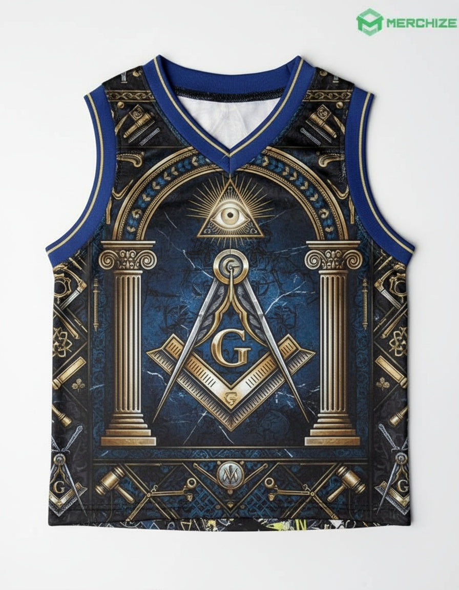 MasonView | All-over Print Kid And Youth V-neck Sleeveless Jersey Tank Top