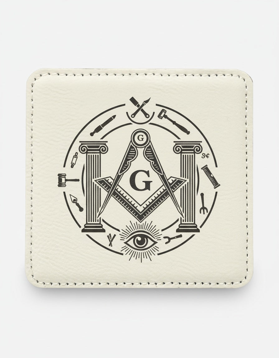 MasonView | Engraved Square Leatherette Coaster