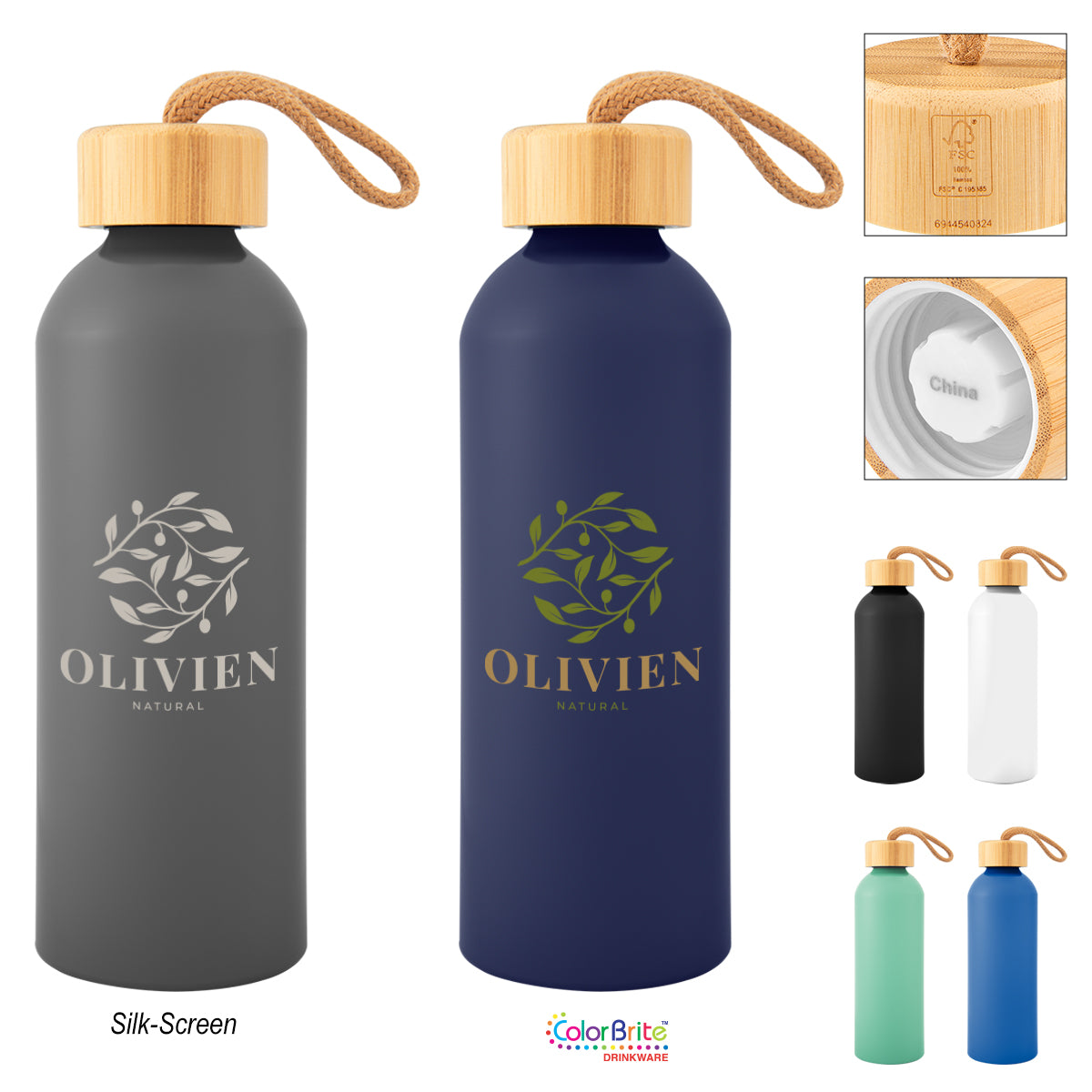 MasonView 25 Oz. Blaire Recycled Aluminum Bottle With Bamboo Lid group image