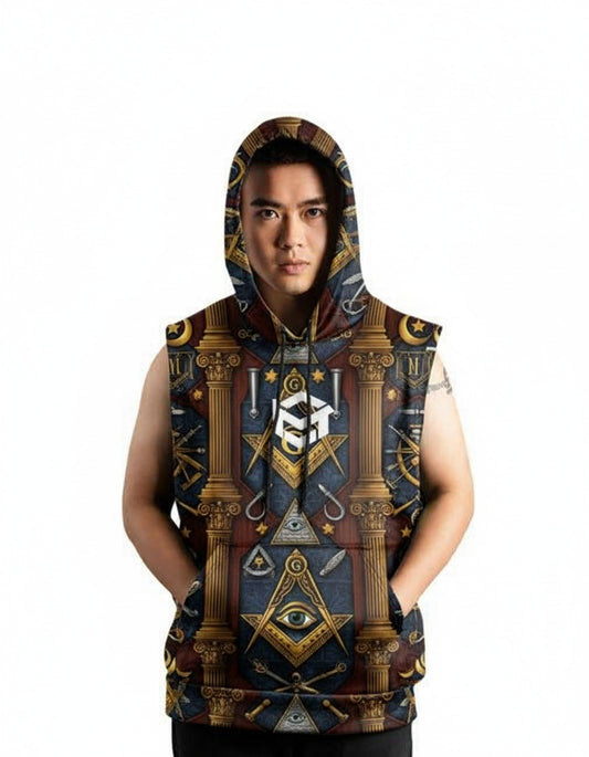MasonView | All-over Print Sleeveless Hoodie (Lightweight)