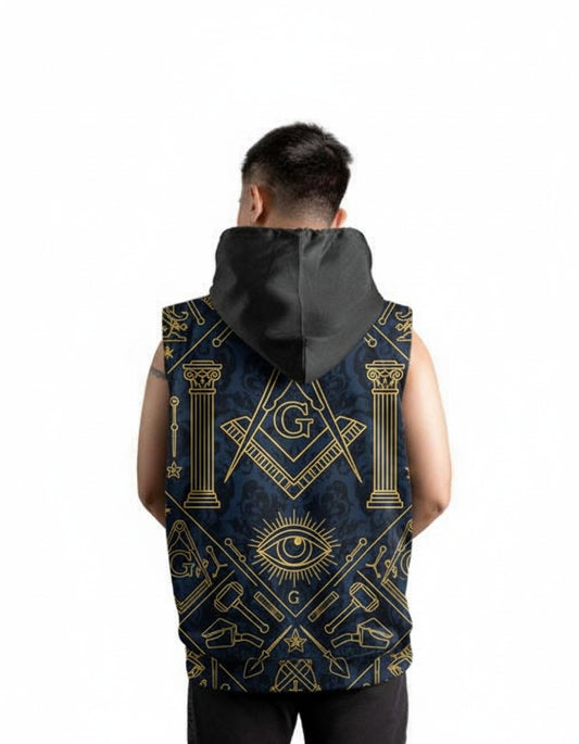 MasonView | All-over Print Sleeveless Hoodie (Midweight)