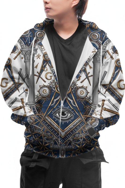 MasonView | All-over Print Zip Hoodie (Lightweight)