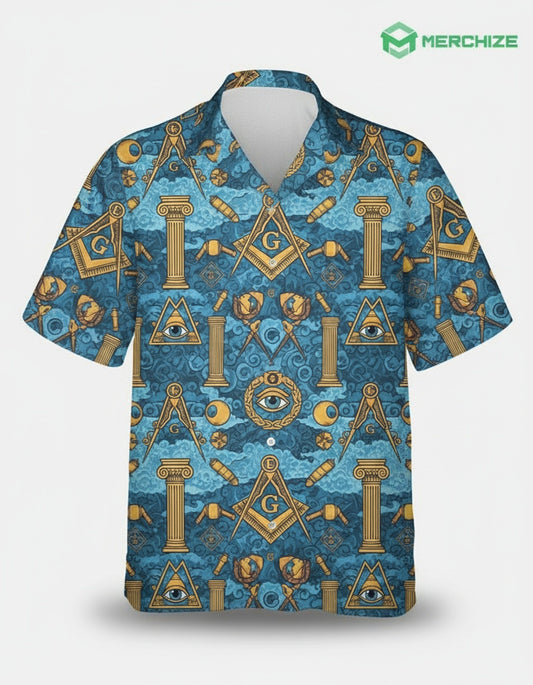 MasonView | All-over Print Regular Fit Hawaiian Shirt