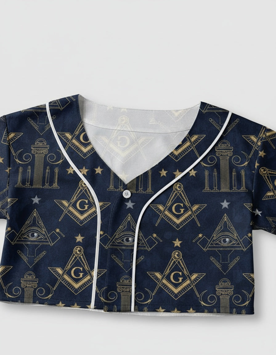 MasonView | All-over Print Crop Top Baseball Jersey