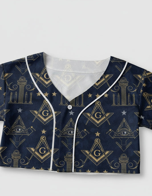 MasonView | All-over Print Crop Top Baseball Jersey