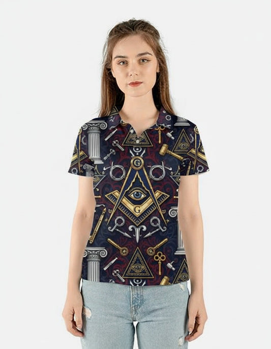 MasonView | All-over Print Women's Polo Shirt (Lightweight)