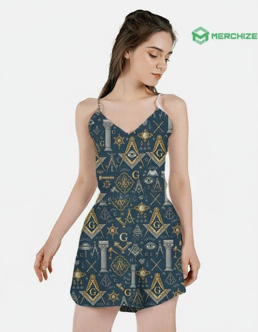MasonView | All-over Print Sleeveless Romper