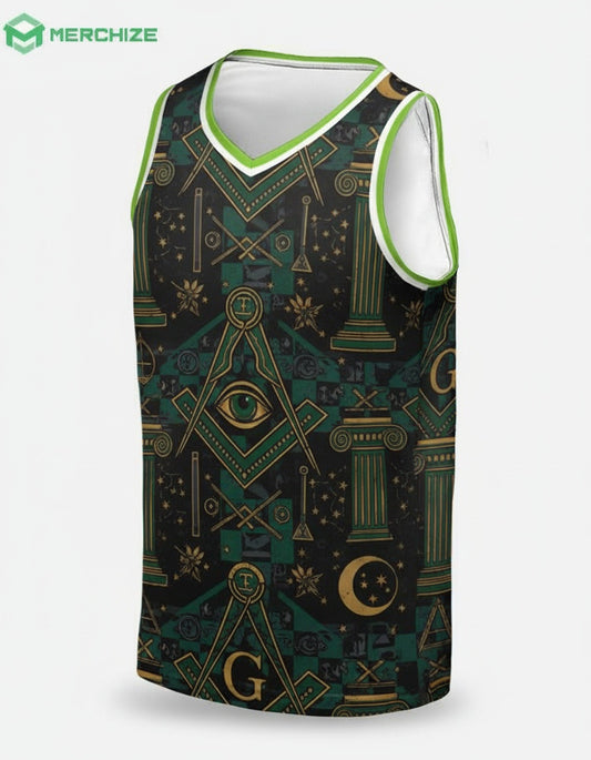 MasonView | All-over Print V-neck Sleeveless Jersey Tank Top