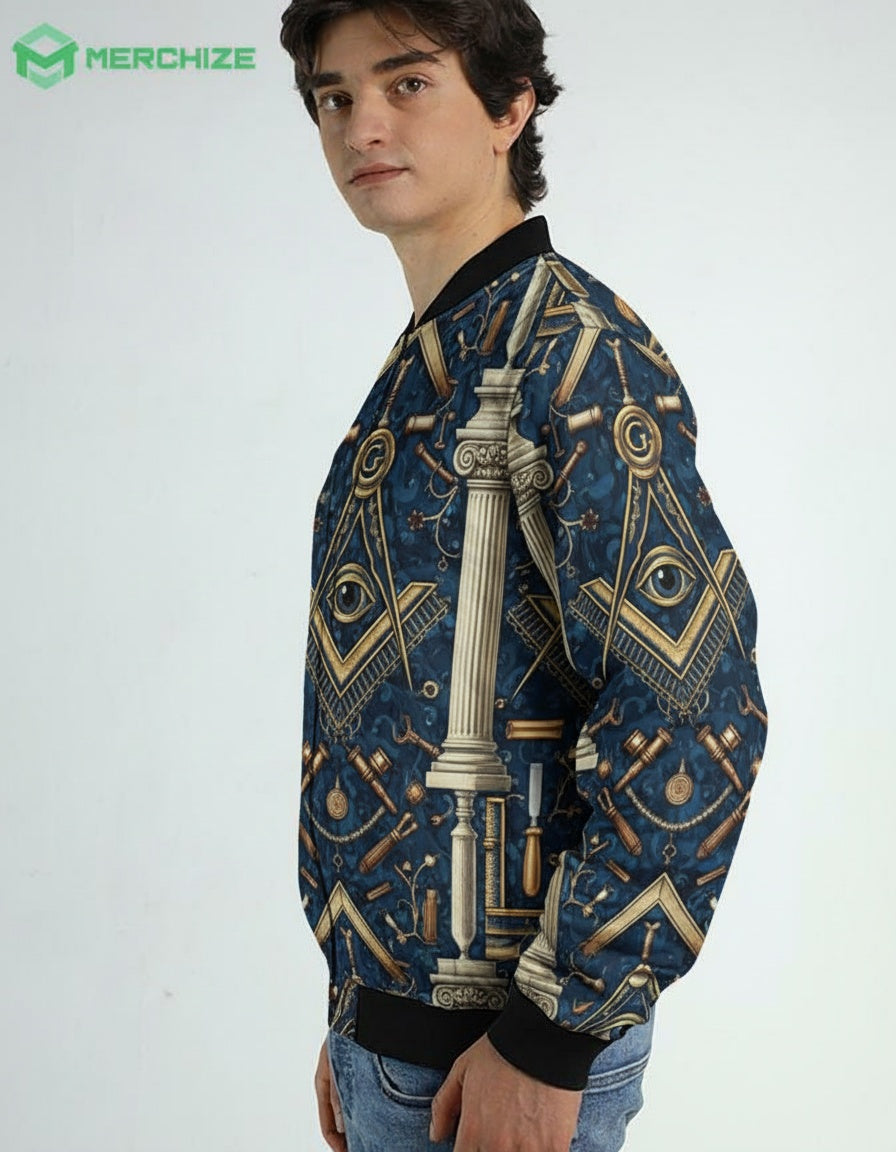 MasonView | All-over Print Quilt Bomber Jacket