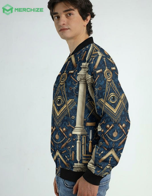 MasonView | All-over Print Quilt Bomber Jacket