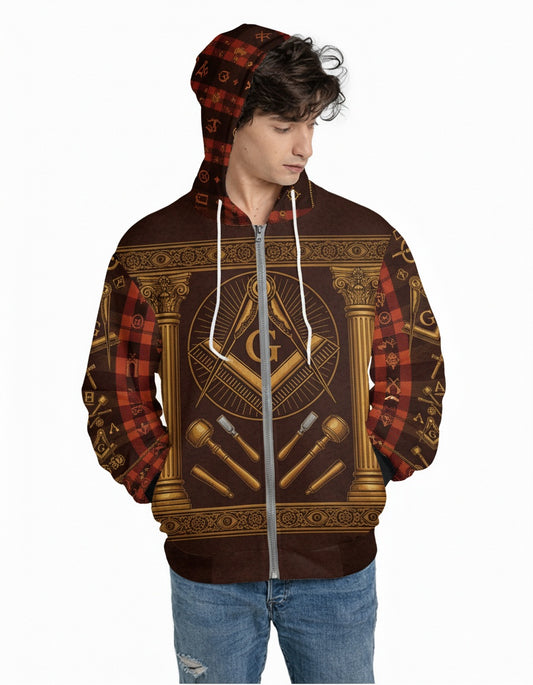 MasonView | All-over Print Fleece Zip Hoodie