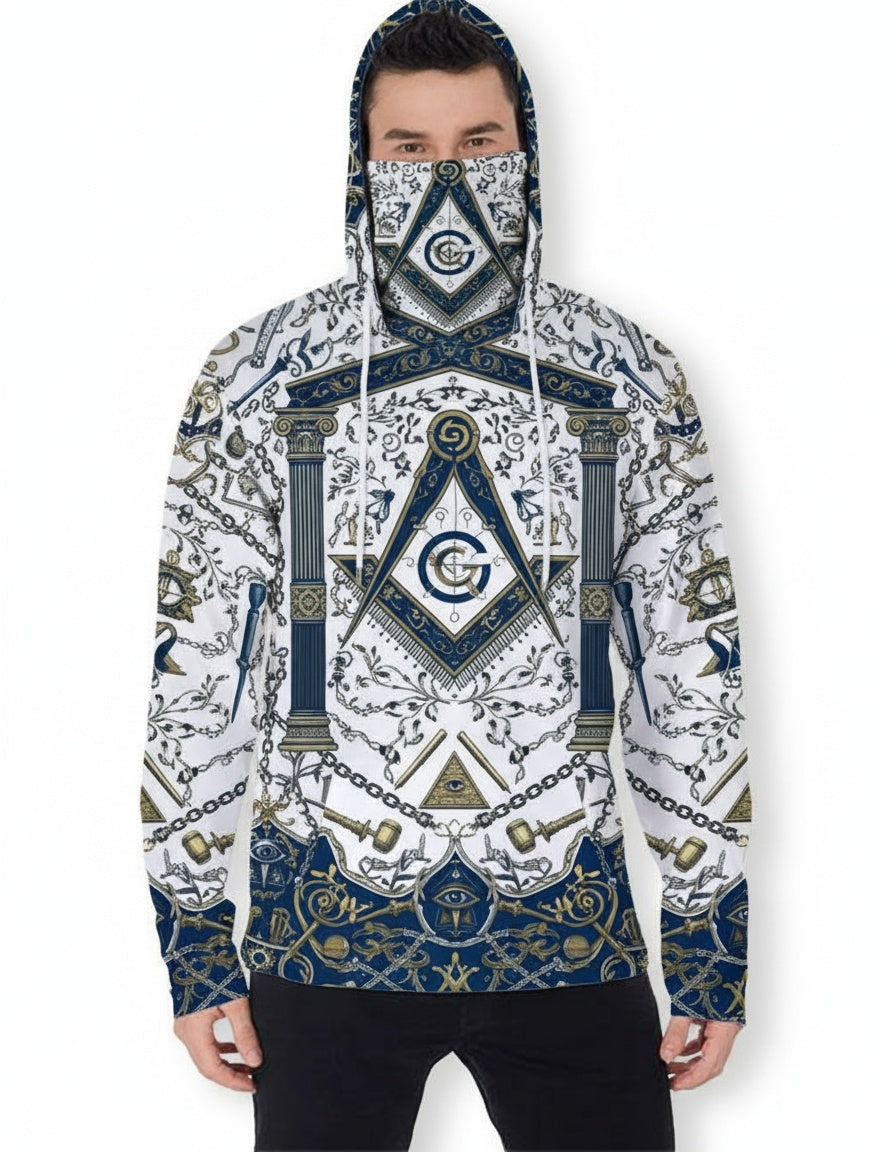 MasonView | All-Over Print Men's Pullover Hoodie With Mask