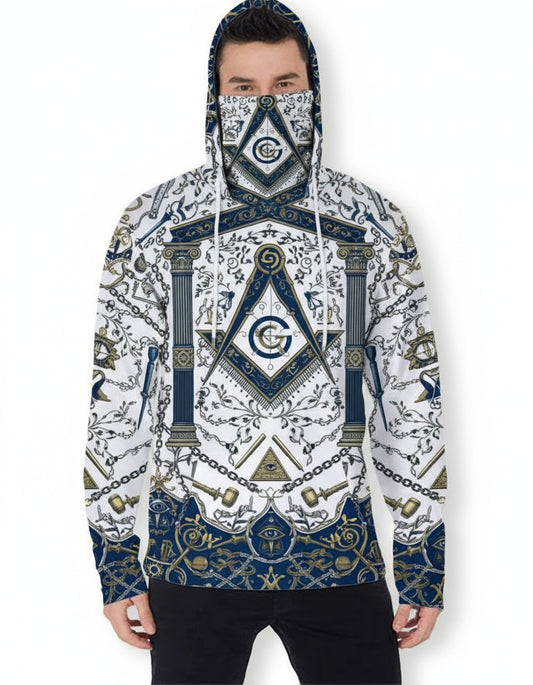 MasonView | All-Over Print Men's Pullover Hoodie With Mask