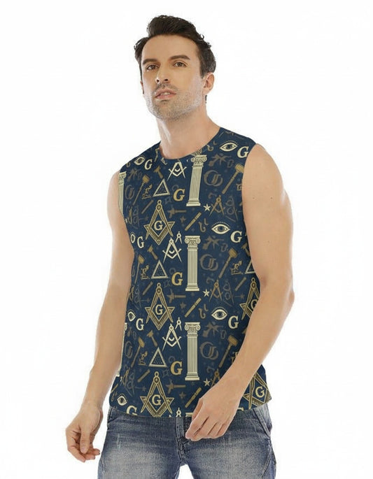 MasonView | All-over Print Men's O-neck Sleeveless Tank Top