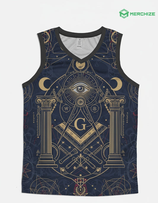MasonView | All-over Print Men's Sleeveless V-neck Tank Top