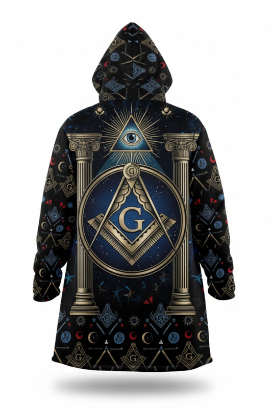 MasonView | All-Over Print Men's Horn Button Long Fleece Windbreaker