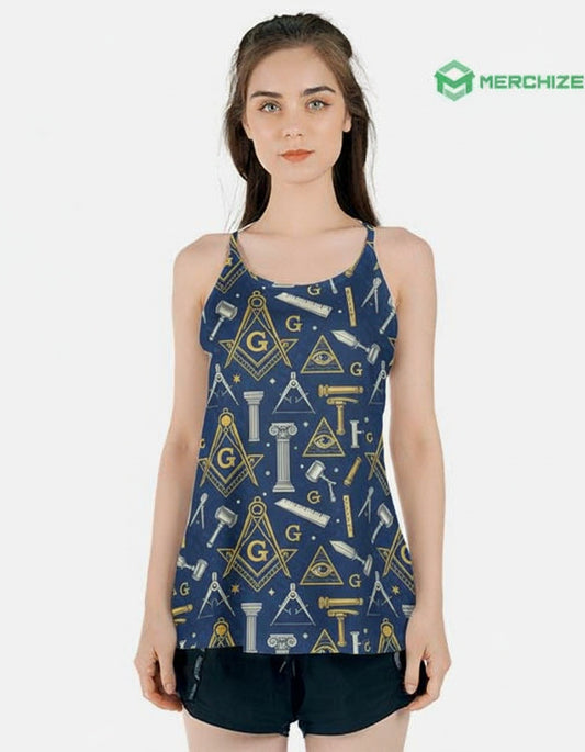 MasonView | All-over Print Criss Cross Open Back Tank Top
