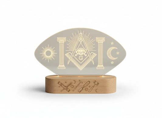MasonView | Engraved Custom Shape Photo Night Light (Beech wood base)