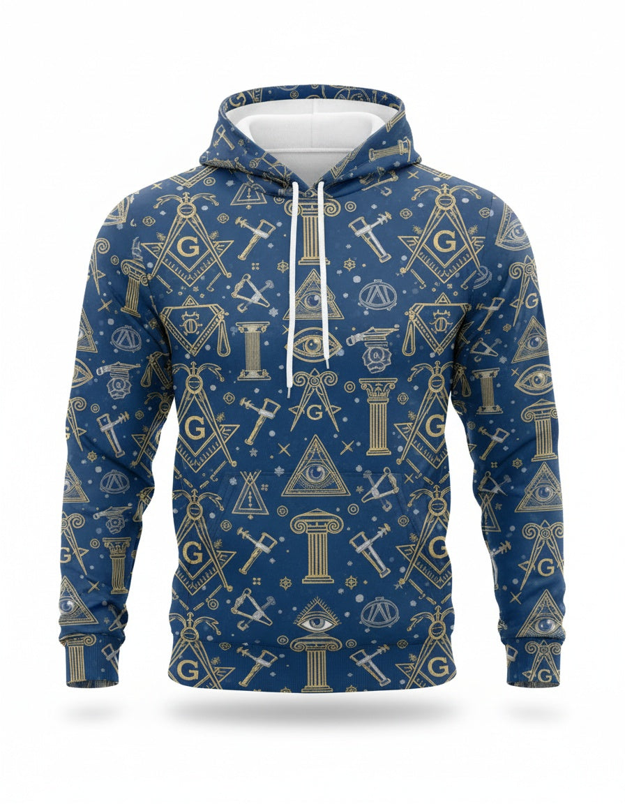 MasonView | All-over Print Long Sleeve Hooded T-shirt
