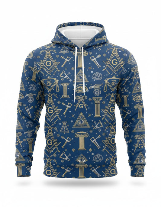 MasonView | All-over Print Long Sleeve Hooded T-shirt