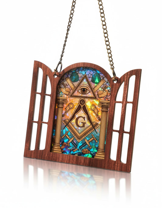 MasonView | Custom Shape Wood and Broken Glass Hologram Ornament