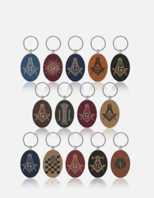 MasonView | Oval Leatherette and Metal Keychain