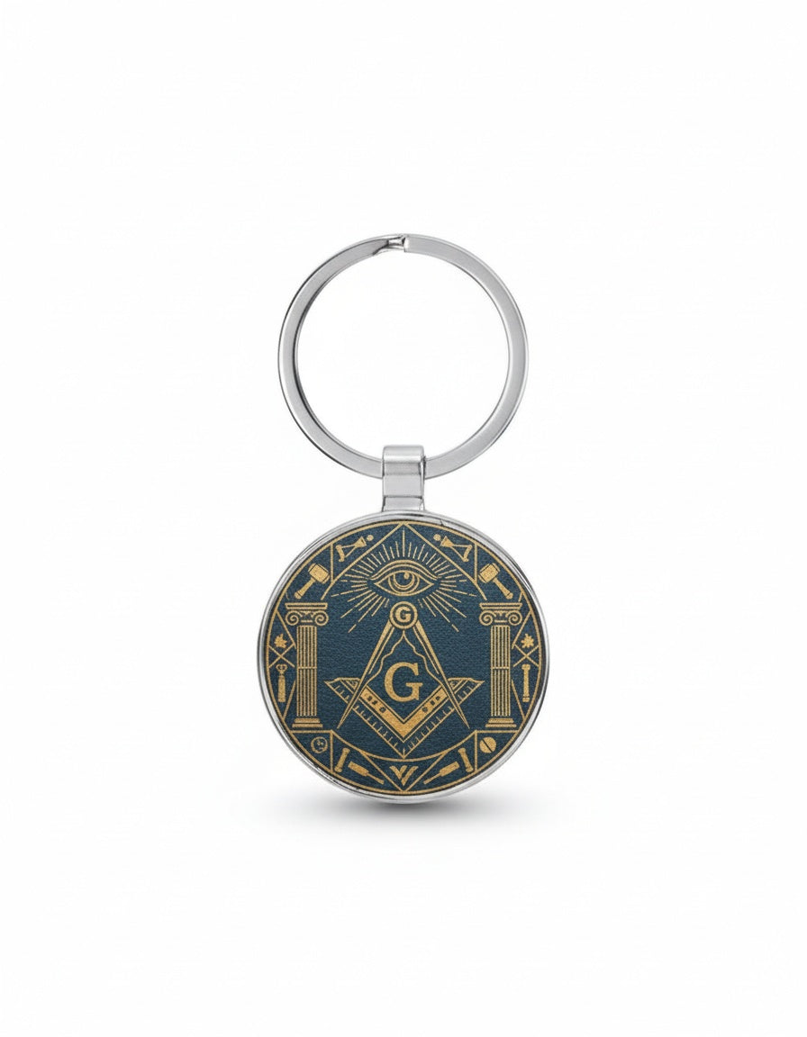 MasonView | Round Leatherette and Metal Keychain
