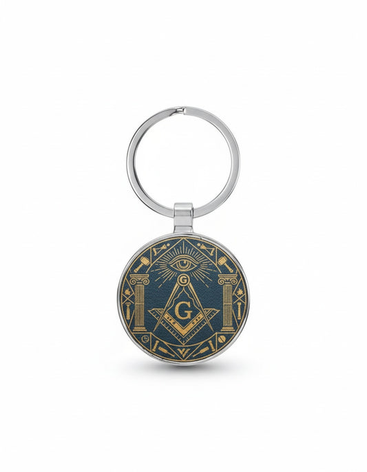 MasonView | Round Leatherette and Metal Keychain