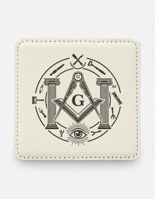 MasonView | Engraved Square Leatherette Coaster