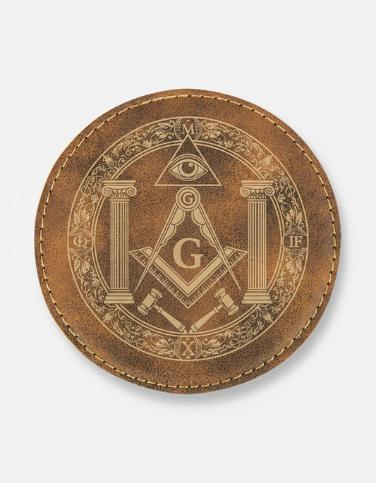 MasonView | Engraved Round Leatherette Coaster