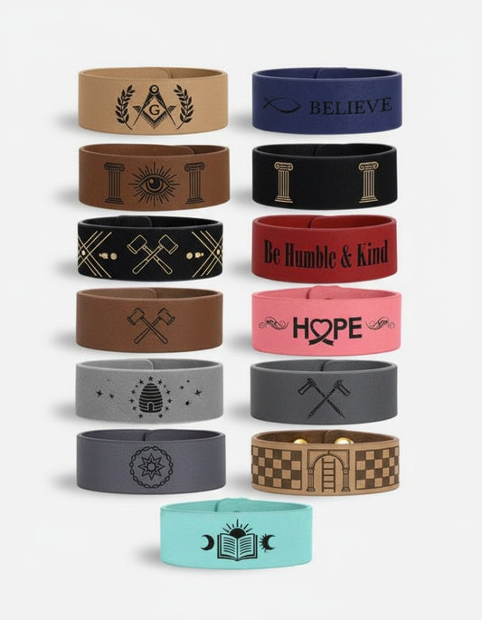 MasonView | Engraved Leatherette Cuff Bracelet