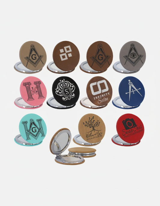 MasonView | Engraved Leatherette Compact Mirror