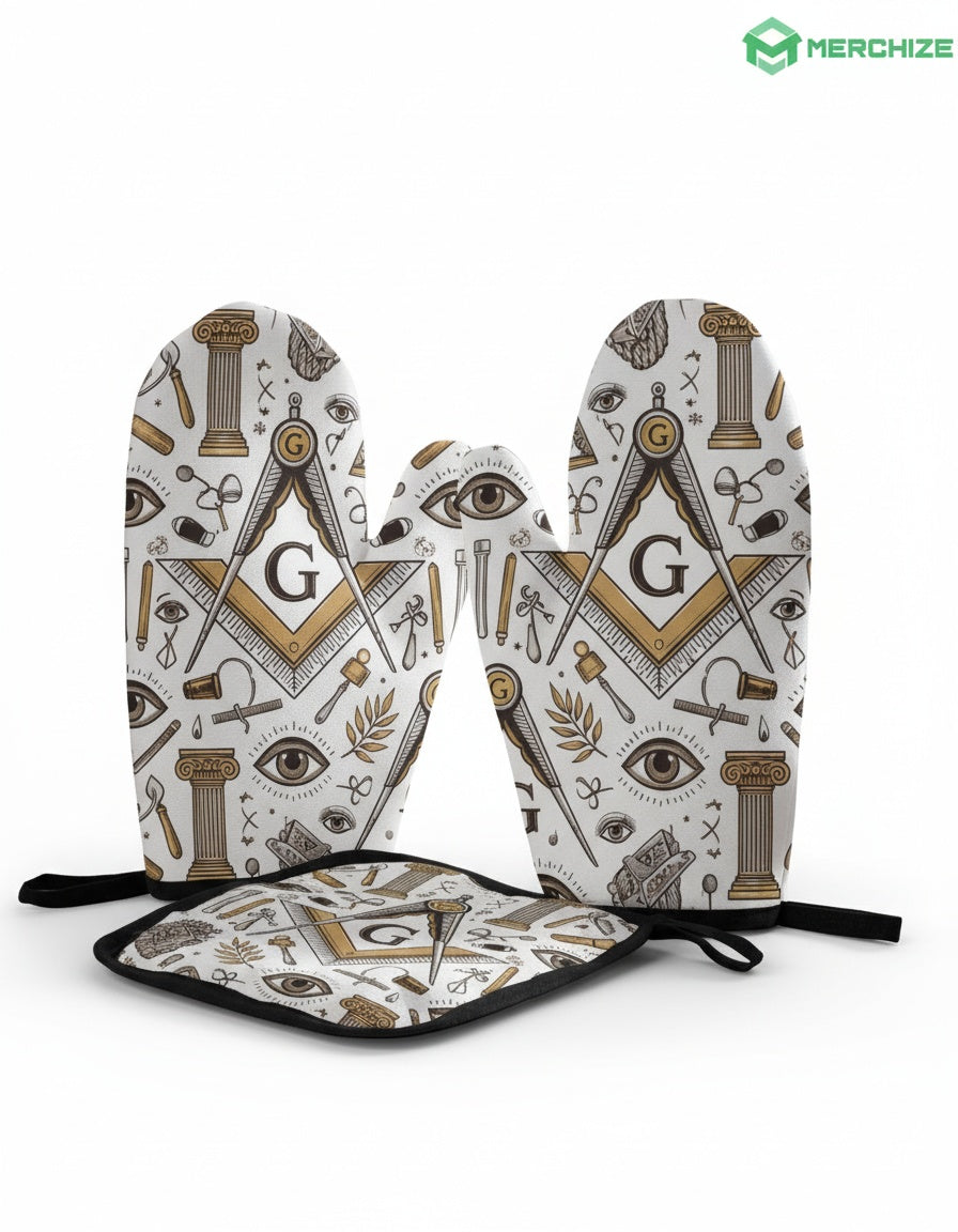 MasonView | All-over Print Oven Mitts and Pot Holder Combo