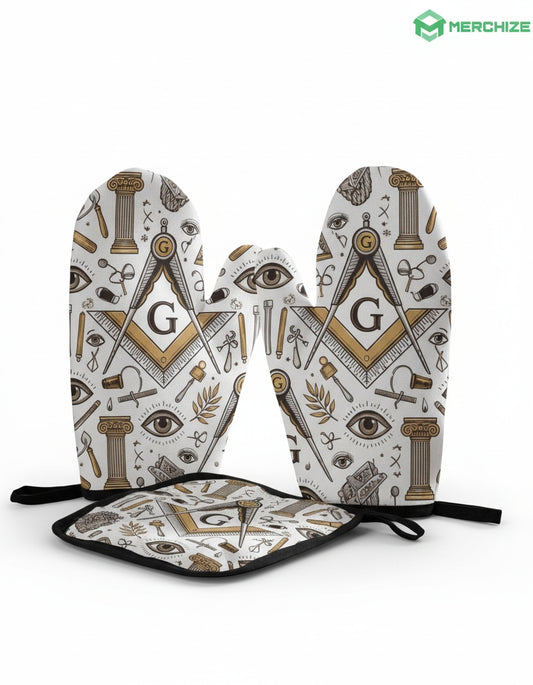MasonView | All-over Print Oven Mitts and Pot Holder Combo