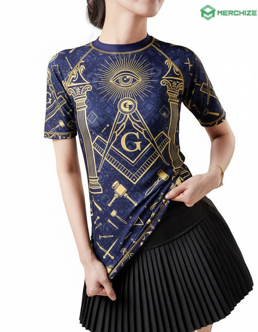 MasonView | All-over Print Women's Short-sleeve Rash Guard