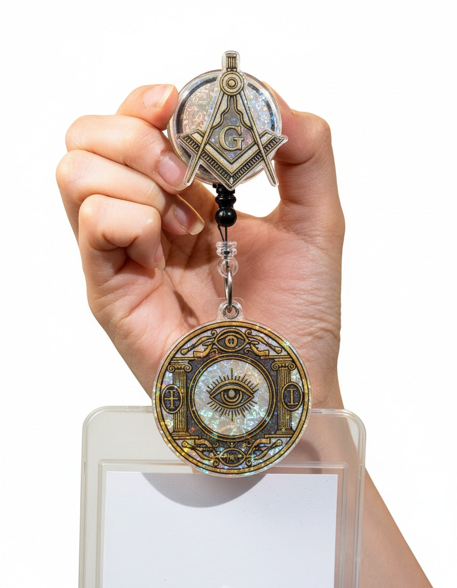 MasonView | Custom Shape Hologram Badge Reel With Charm