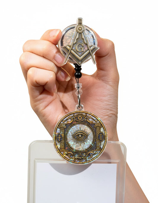 MasonView | Custom Shape Hologram Badge Reel With Charm