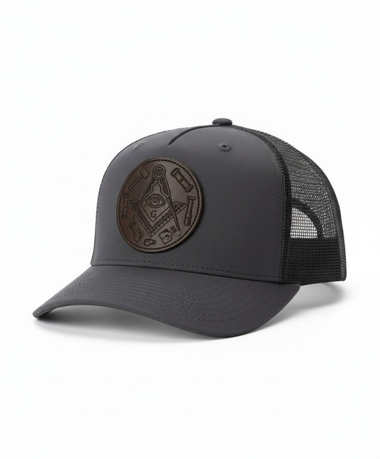 MasonView | Engraved Leather Patch Snapback Trucker Cap 112